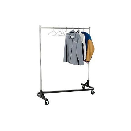 Amko Displays Rolling Z Rack - Heavy Duty Square Tubing (RZ/1) - Chrome Upright & Hangrail - Black Base RZK/7